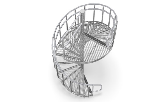 Spindeltreppe Treppenabsatz mit Absatz im Radius
